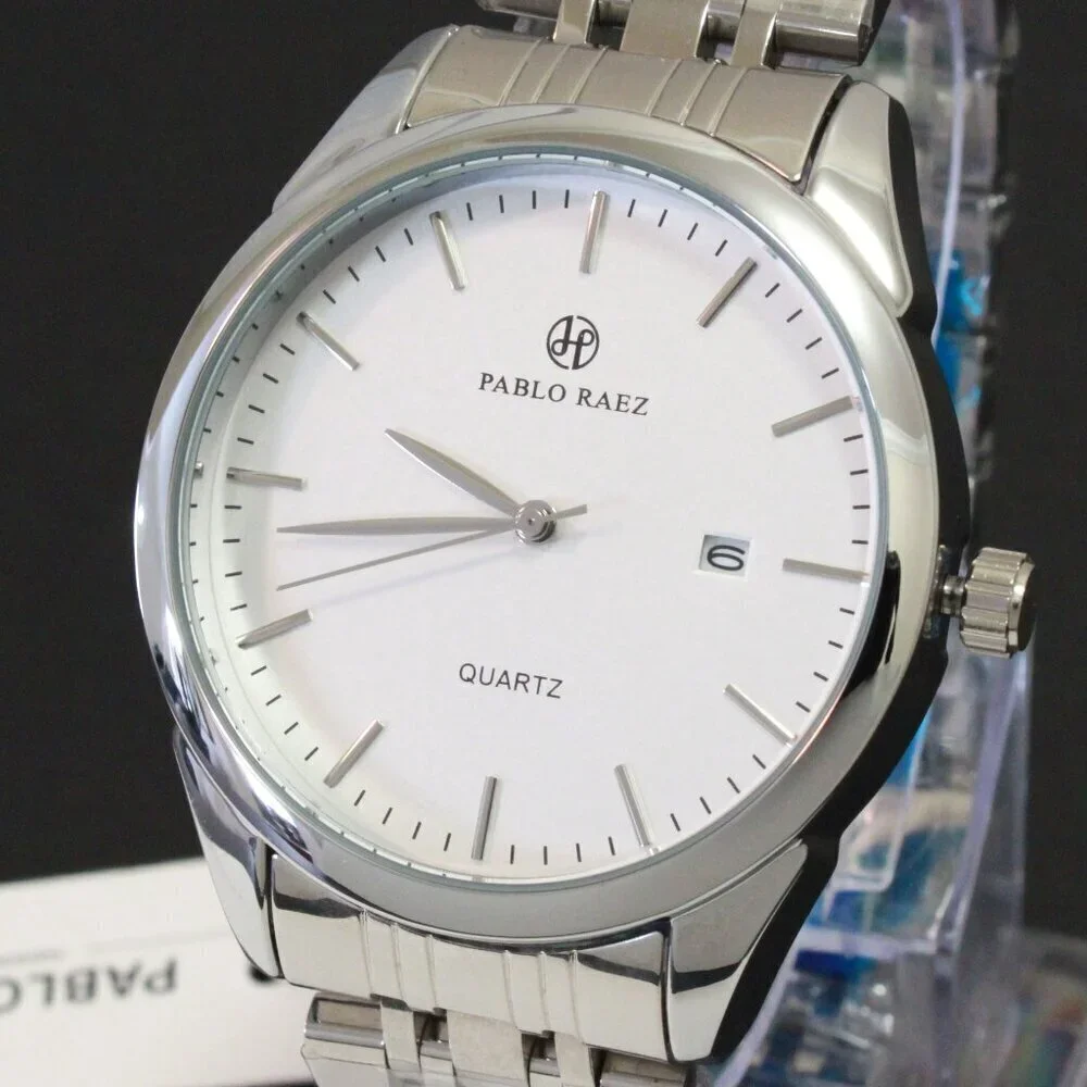 Men's Casual Fashion Watch Silver Tone Butterfly Clasp 40mm